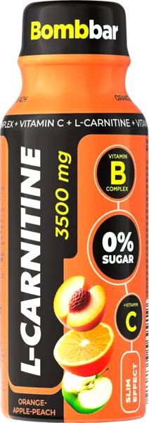 Изображение Напиток газ L-карнитин Бомббар апельсин яблоко персик Натуральные напитки п/б, 0,1 л