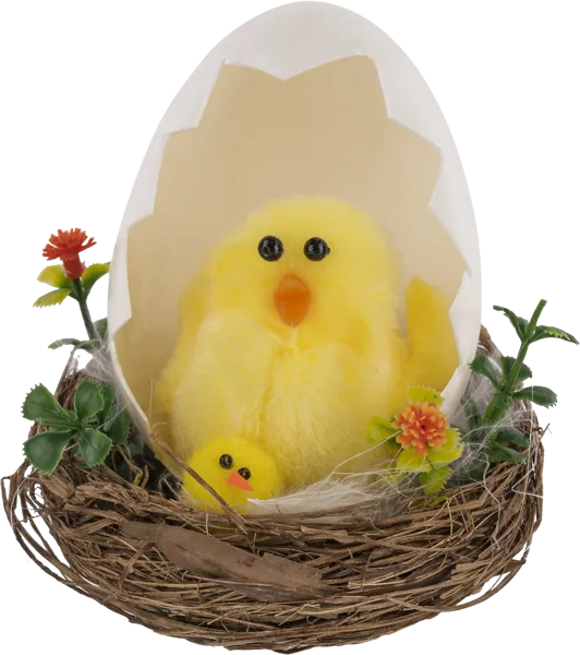 Изображение Фигурка 10см пасхальная Купман цыпленок в яйце и гнезде Купман Интернэшнл , 1 шт