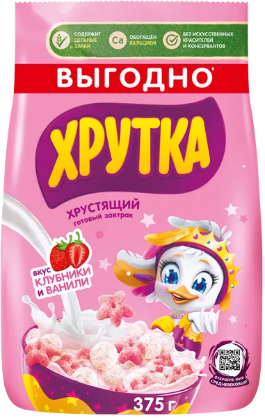 Изображение Готовый завтрак Хрутка клубника ваниль звездочки Сириал Партнерс Рус м/у, 375 г