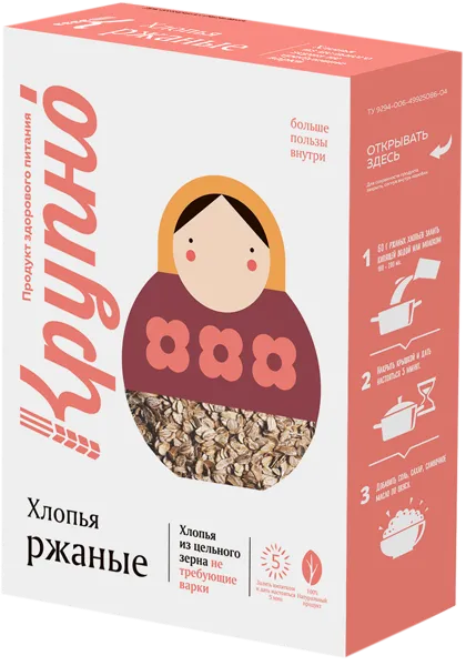 Изображение Хлопья ржаные Крупно 5 мин Арчеда продукт к/у, 400 г