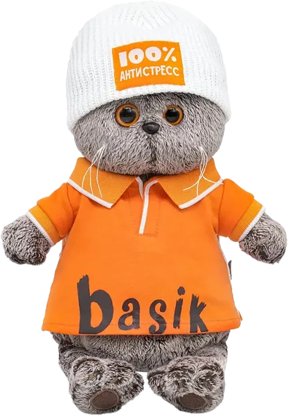 Изображение Мягкая игрушка антистресс 30см Будибаса басик в поло и шапке МПП ООО к/у, 1 шт