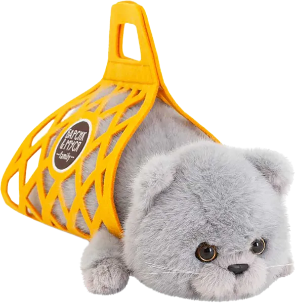 Изображение Мягкая игрушка серый 35см Оранж тойс кот барсик в сумке Оранж Тойс , 1 шт