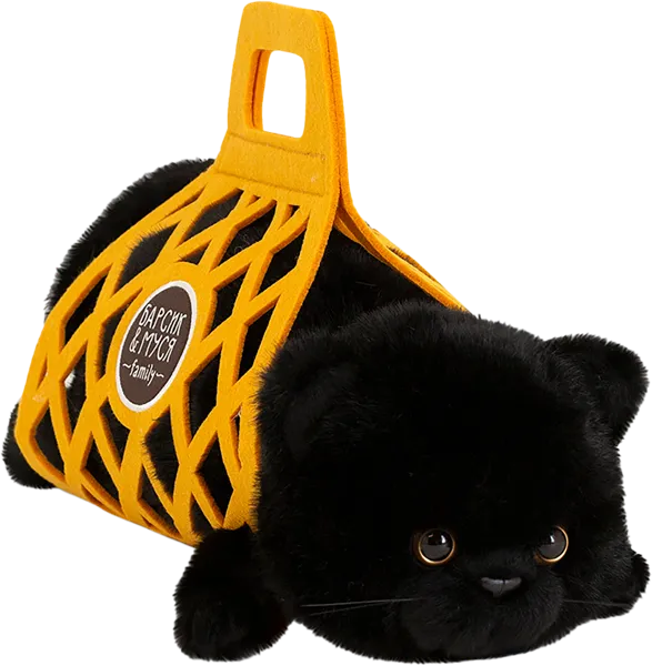 Изображение Мягкая игрушка черный 35см Оранж тойс кот барсик в сумке Оранж Тойс , 1 шт