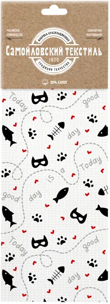 Изображение Полотенце 45*60см для кухни Самойловский текстиль коты вафельное Нордтекс к/у, 1 шт