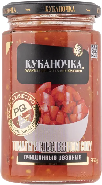 Изображение Томаты резаные Кубаночка очищенные Гранд-Стар с/б, 350 г