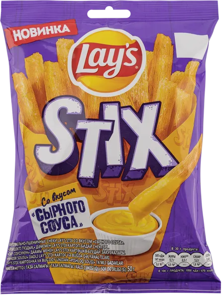 Изображение Снеки картофельно-пшеничные Лейс стикс сырный соус Фрито Лей м/у, 50 г