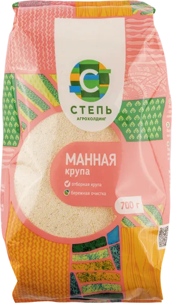 Изображение Крупа манная Агрохолдинг Степь Инвестпром-Опт м/у, 700 г
