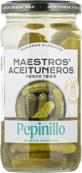 Изображение Корнишоны маринованные Маэстрос Асейтунерос со вкусом анчоуса Маэстрос Асейтунерос с/б, 345 г