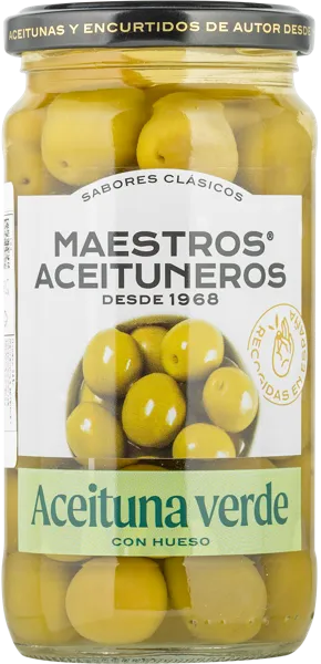 Изображение Оливки с косточкой Маэстрос Асейтунерос Мансанилья зеленые Маэстрос Асейтунерос с/б, 345 г