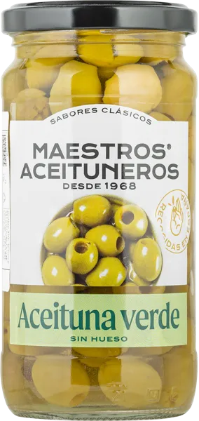 Изображение Оливки без косточки Маэстрос Асейтунерос зеленые Маэстрос Асейтунерос с/б, 320 г