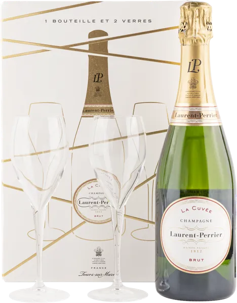 Изображение Набор Шампанское белое брют Лоран-Перрье + 2 бокала Лоран Перье п/у, 0,75 л