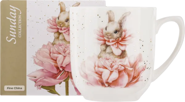 Изображение Кружка 380мл Лефард кролик розовая гортензия Лефард к/у, 1 шт