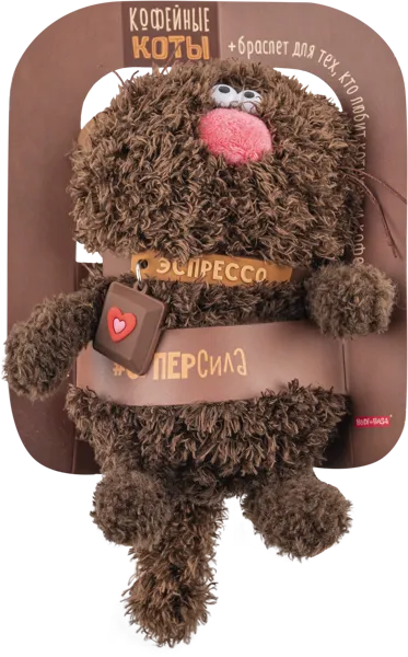 Изображение Мягкая игрушка 12 см Будибаса кофейные коты эспрессо валентинки МПП ООО к/у, 1 шт
