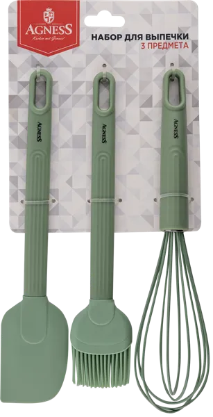 Изображение Набор для кухни белый Агнесс венчик лопатка кисточка Агнесс к/у, 1 шт