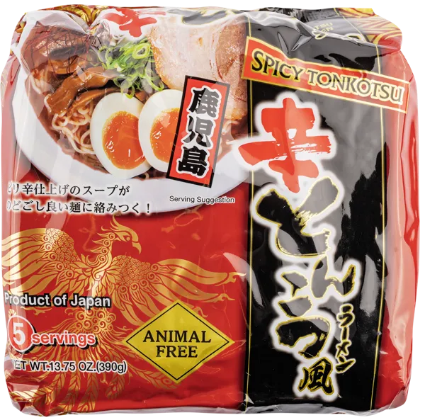 Изображение Лапша быстрого приготовления Хигаси Фудс тонкоцу рамен острый Хигаси Фудс м/у Атаго, 5*78,5 г