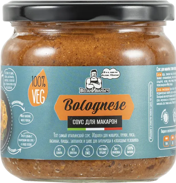 Изображение Соус для макарон ВеганИваныч болоньезе из тофу Токарев ИП с/б, 340 г