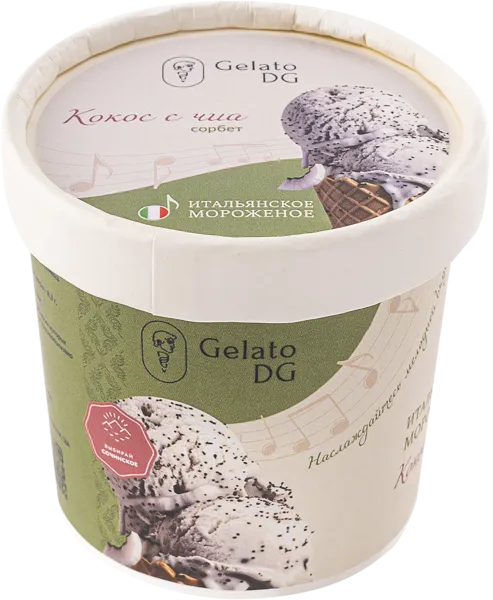 Изображение Сорбет ВЕГАН Джелато ДГ кокос чиа Галлина Давиде ИП карт, 80 г