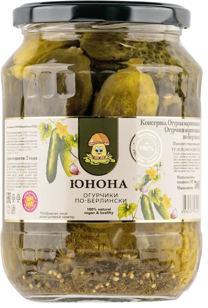 Изображение Огурцы маринованные Юнона по-берлински Юнона Инвест с/б, 700 г