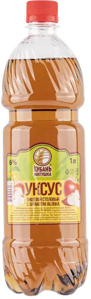 Изображение Уксус столовый 6% Кубань матушка с ароматом яблока Симко п/б, 1 л