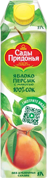 Изображение Сок с мякотью Сады придонья яблоко персик Сады Придонья т/п, 1 л