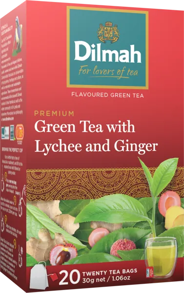 Изображение Чай зеленый в пакектиках Дилма имбирь личи Дилма кор, 20*1,5 г