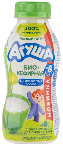 Изображение Напиток кисломолочный с 8 мес без сахара Агуша био-кефирная ВБД п/б, 180 мл