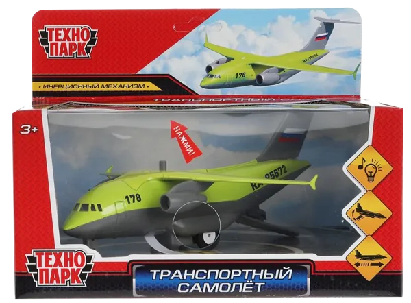 Изображение Самолет 20 см инерционный Технопарк транспортный Шанту Сити к/у, 1 шт