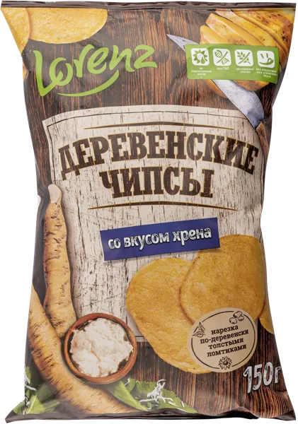 Изображение Чипсы картофельные Лоренц Натуралс хрен Лоренц м/у, 150 г