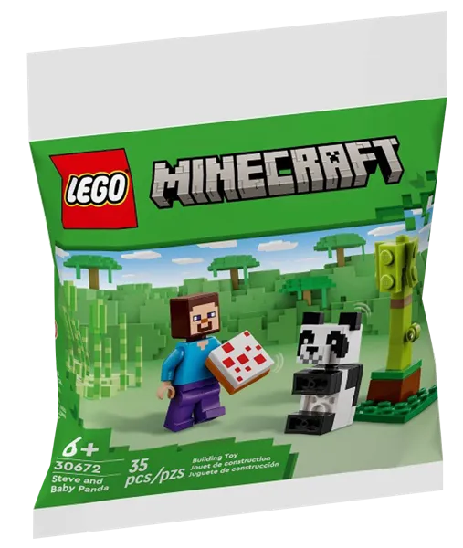 Изображение Конструктор с 6 лет 30672 Лего майнкрафт стив и детёныш панды Лего к/у, 1 шт