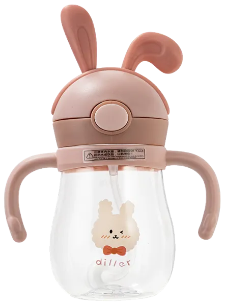 Изображение Бутылка 270 мл пластик Диллер заячьи ушки и трубочка Диллер , 1 шт