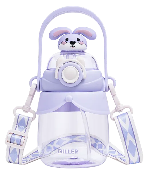 Изображение Бутылка 750 мл пластик Диллер с трубочкой и шнурком Диллер , 1 шт