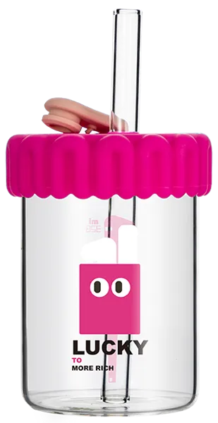 Изображение Стакан 390мл стекло Диллер с крышкой и трубочкой Диллер к/у, 1 шт