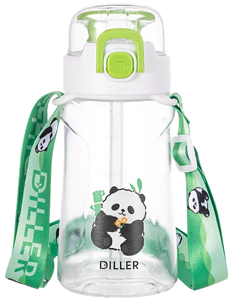 Изображение Бутылка 550мл пластик Диллер панда с ремешком Диллер к/у, 1 шт