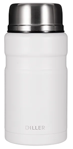 Изображение Термос 750мл стальной Диллер черный белый с ложкой Диллер к/у, 1 шт