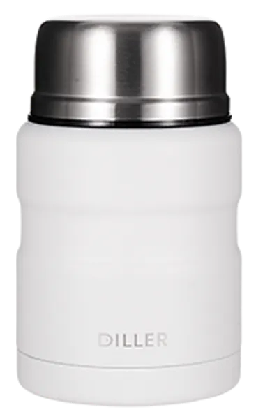 Изображение Термос 500мл стальной Диллер черный белый с ложкой Диллер к/у, 1 шт