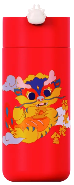Изображение Термос 420мл стальной Диллер дракон красный белый Диллер к/у, 1 шт
