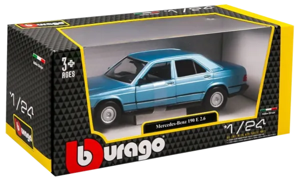 Изображение Машина 1:24 синий Ббураго мерседес бенз 190е 1987 Ббураго к/у, 1 шт