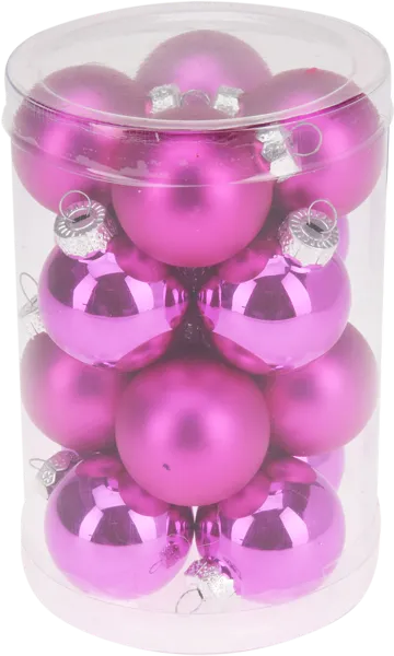 Изображение Елочное украшение 3,5см стекло Купман фуксия глянцевый матовый Купман Интернэшнл п/у, 16 шт