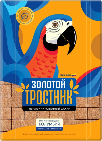 Изображение Сахар тростниковый рафинад Золотой тростник нерафинированный демерара Мистраль Трейдинг кор, 400 г