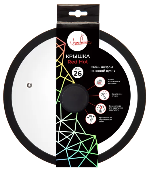 Изображение Крышка 26см стеклянная Хоум квин черная Мирэкл Диш Трейдин , 1 шт