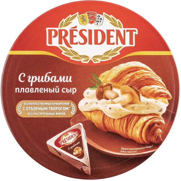Изображение Сыр 8 сегментов Президент с грибами Лакталис кор, 140 г