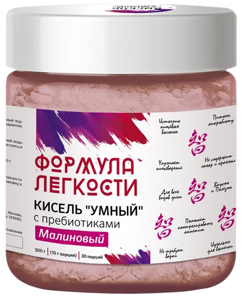 Изображение Кисель с пребиотиками Формула легкости малиновый Оргтиум Плюс п/б, 300 г