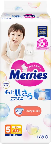Изображение Подгузники XL 12-20 кг Меррис КАО АО м/у, 40 шт