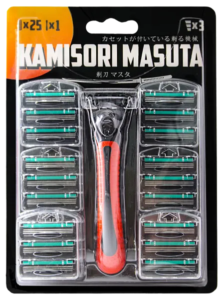 Изображение Станок для бритья 3 лезвия Камисори масута +25 кассет Нанбо Джанбей п/у, 1 шт