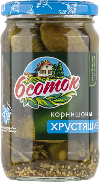 Изображение Корнишоны маринованные 6 Соток хрустящие Агро-Инвест с/б, 350 г