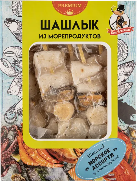 Изображение Шашлык замороженный Дон Креветон морское ассорти Креветка ООО в/у, 300 г