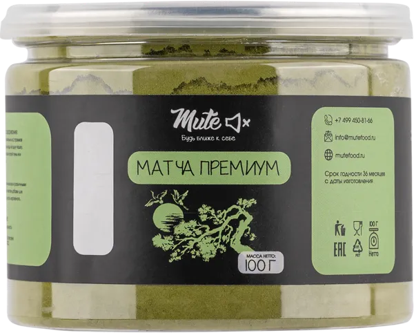 Изображение Чай зеленый Мьют матча премиум Мьют п/б, 100 г