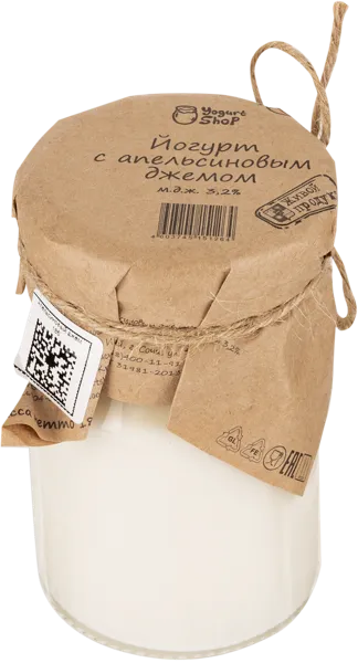 Изображение Йогурт 3,2% Йогурт Шоп апельсиновый джем Йогурт шоп с/б, 185 г