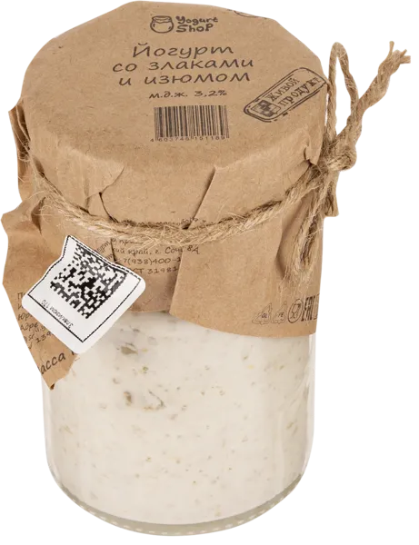 Изображение Йогурт 3,2% Йогурт Шоп злаки изюм Йогурт шоп с/б, 170 г