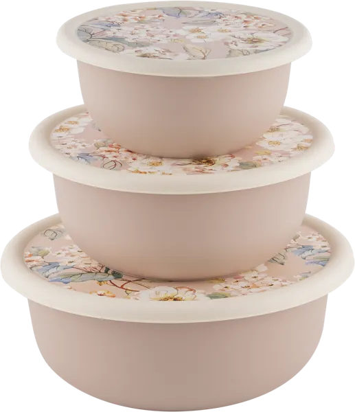 Изображение Миска 1,2-3,2л с крышкой Хомвер модена розовая Хомвер , 3 шт